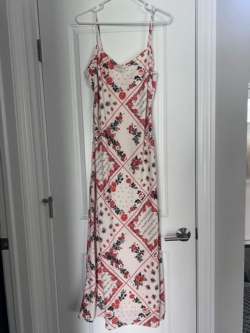 NWT Abercrombie Slip Dress in Cream Pattern Floral Orange Size Medium Tall